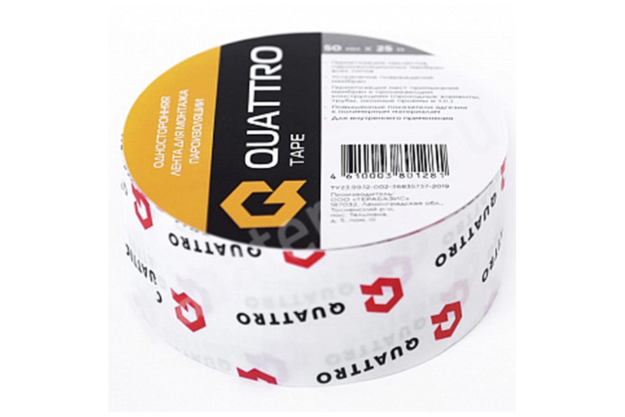 QUATTRO TAPE 50 мм х 25 м односторонняя лента для монтажа пароизоляции