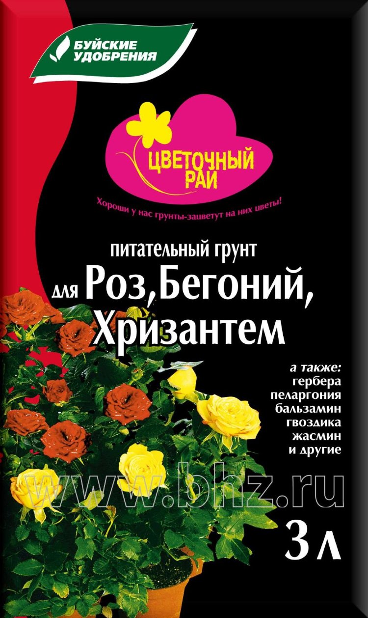 Грунт Волшебная Грядка Цветочный рай для Роз, Бегоний и Хризантем 3 л - 6 шт/уп