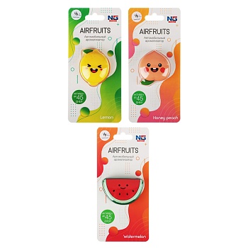 Ароматизатор на дефлектор Airfruits, лимон, персик, арбуз